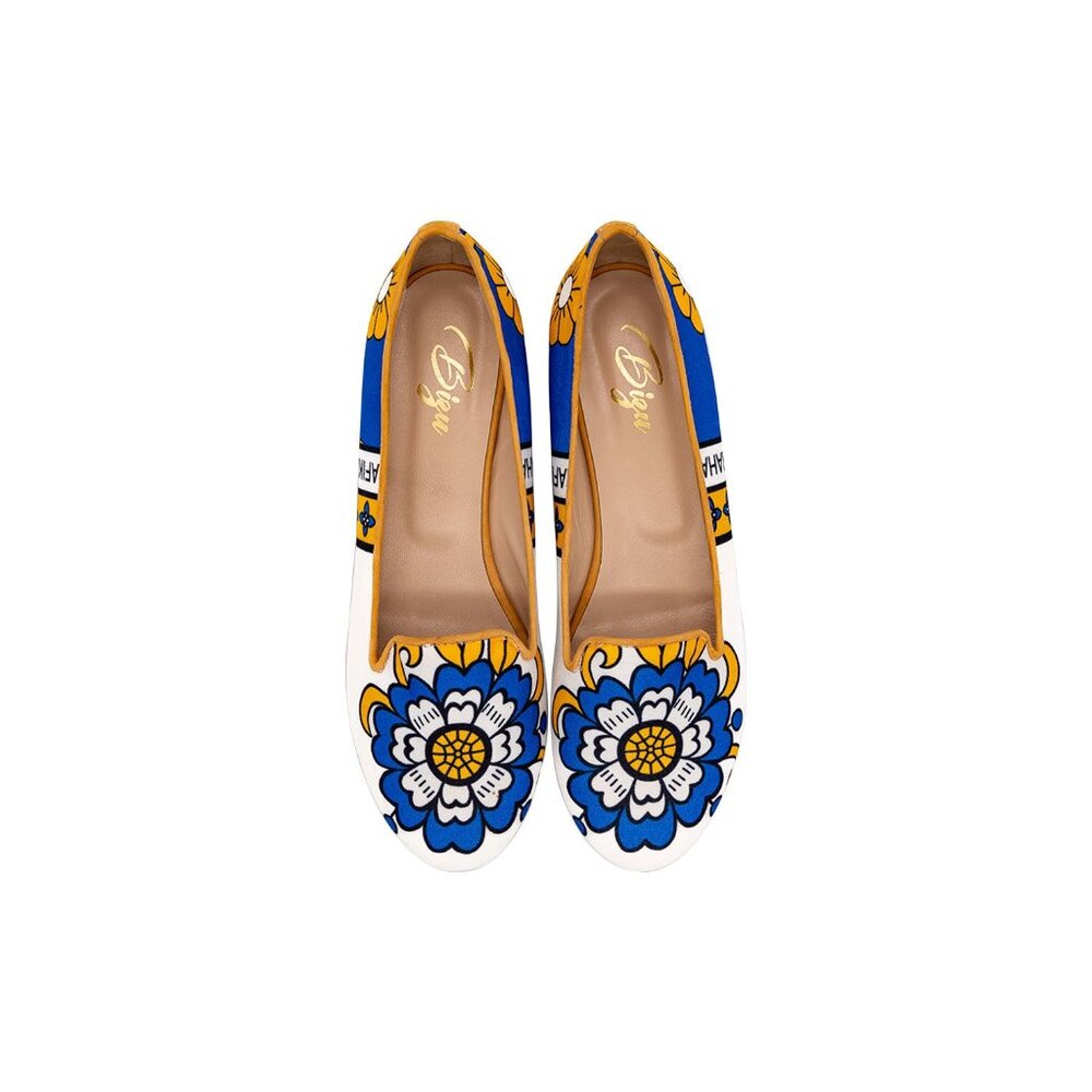 Ballet Flats, Loafers - White & Blue